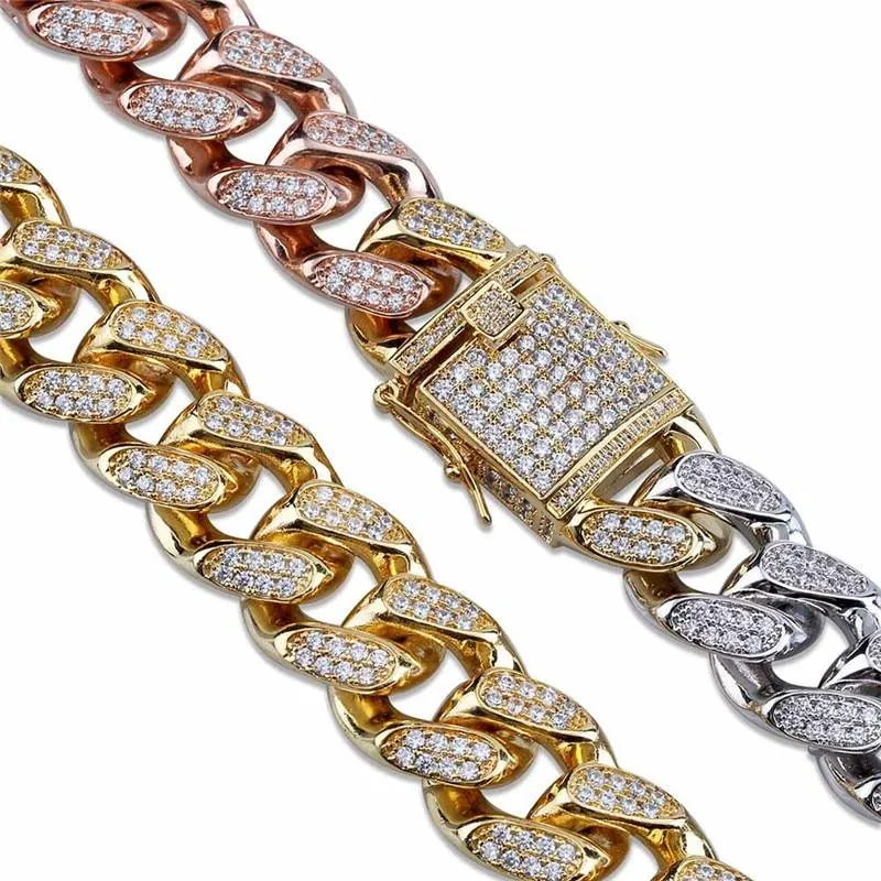 3 Color Iced Out Chain Bracelet for Men Micro Pave Zircon Miami Jewelry