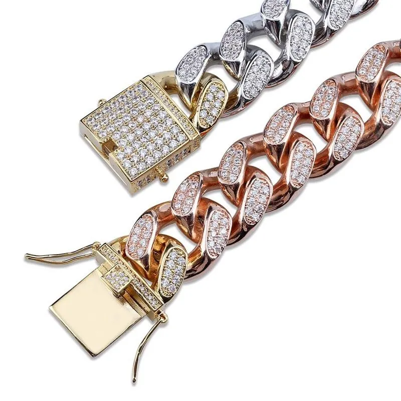 3 Color Iced Out Chain Bracelet for Men Micro Pave Zircon Miami Jewelry