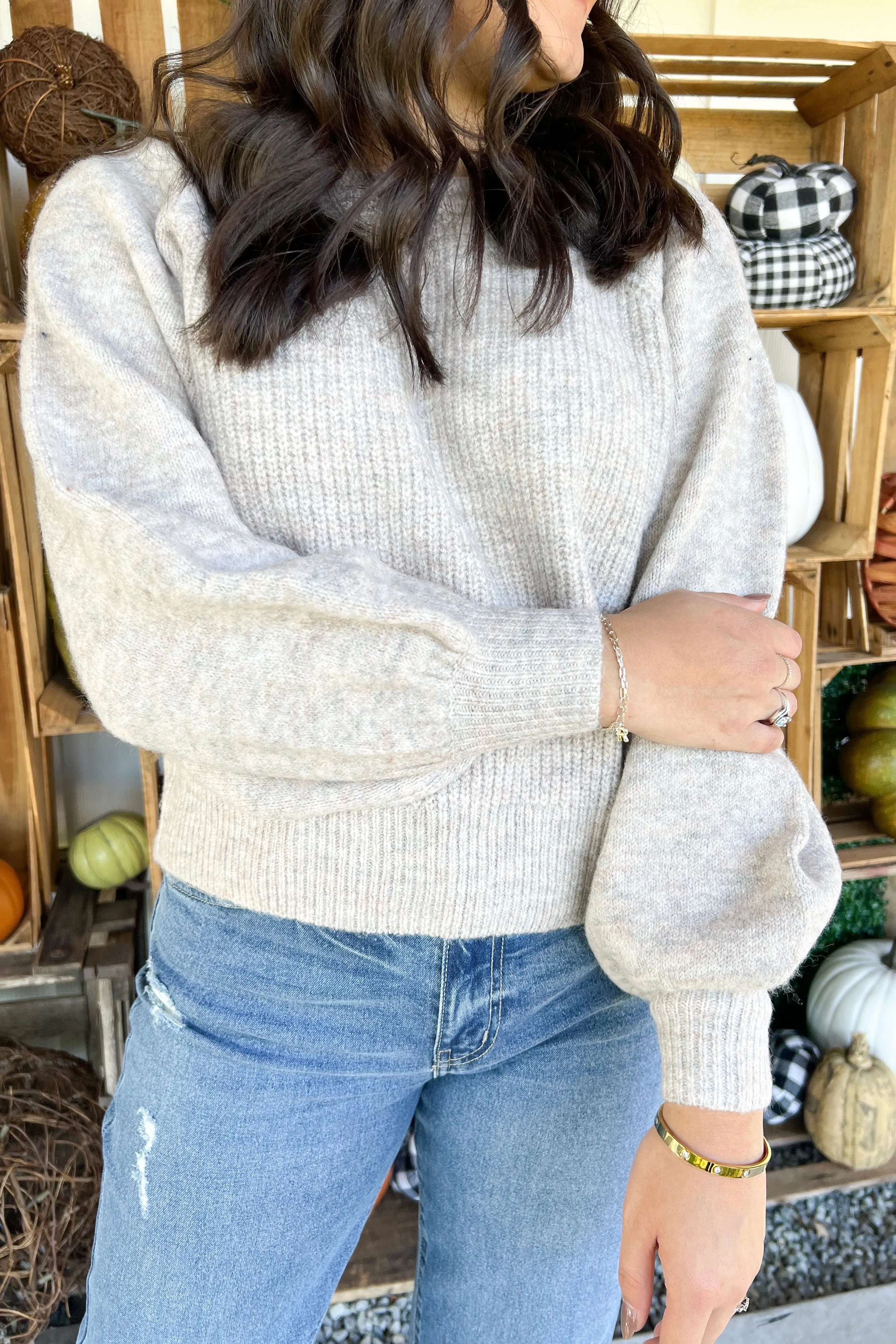 All Business Cropped Puff Sleeve Sweater | FINAL SALE