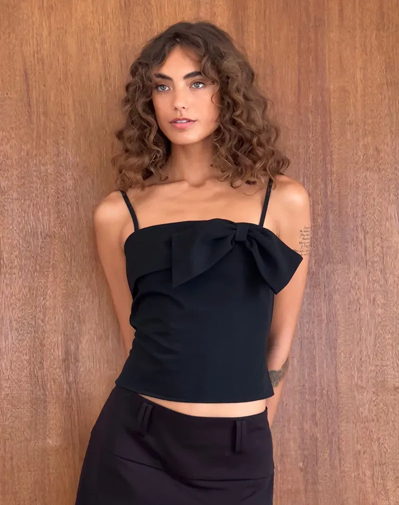 Antlia Bow Cami Top in Tailoring Black