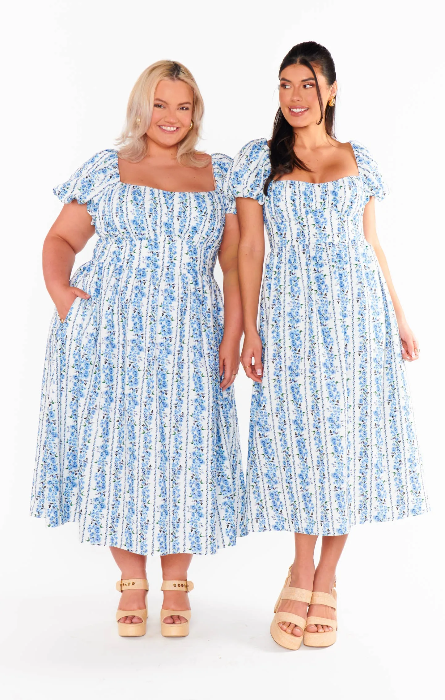 Belle Midi Dress ~ Blue Bliss Stripe