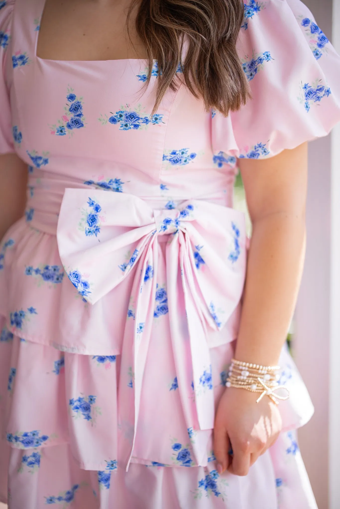 Bow Perfect Pink Floral Dress