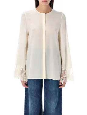 FLUID BLOUSE WITH LACE CUFFS