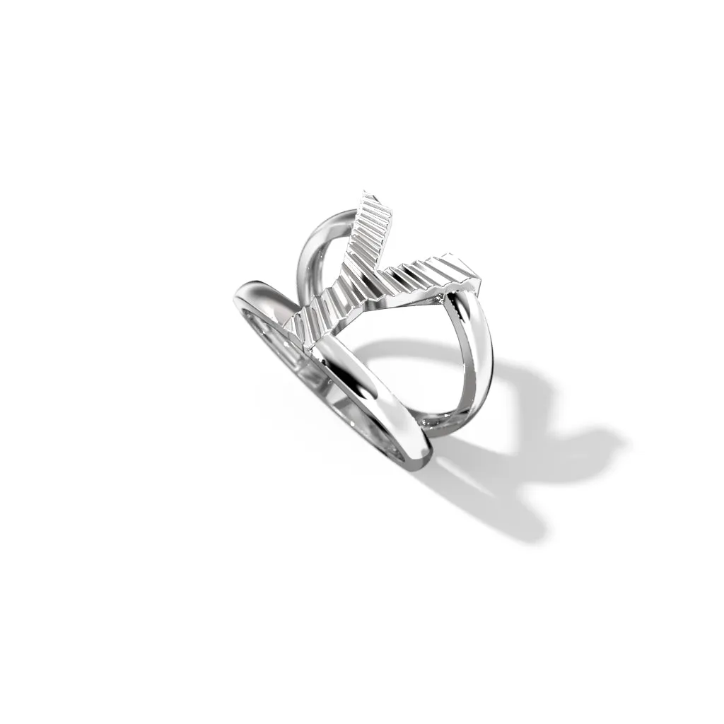 Fluted Silver Split Letter Shank Rings