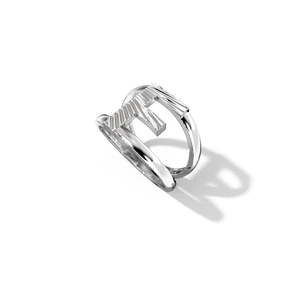 Fluted Silver Split Letter Shank Rings