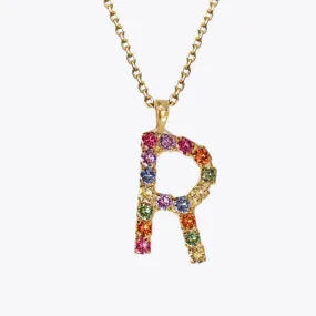 Letter Necklace R / Rainbow Combo