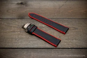 Sailcloth waterproof hybrid fluororubber (FKM) watch strap, premium quality, for sports, divers watches, width: 20, 22 mm.