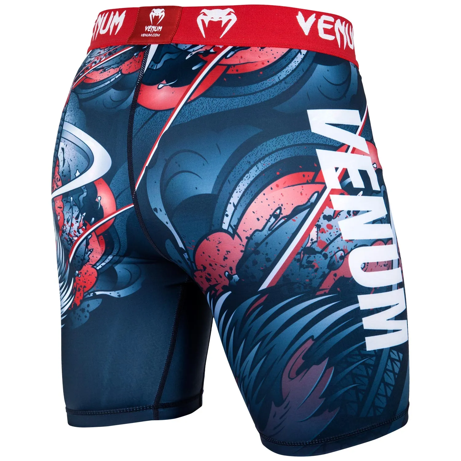 Venum Rooster Compression Shorts - Navy Blue/Orange